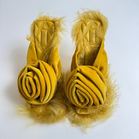 NIB BURBERRY $1190 Size 37 Yellow Step Rose Heeled Sandals Blogger's Fav - Picture 8 of 14